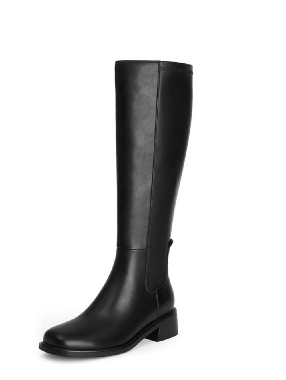 Women's Black Zip Knee High Boots - Sleek Faux Leather